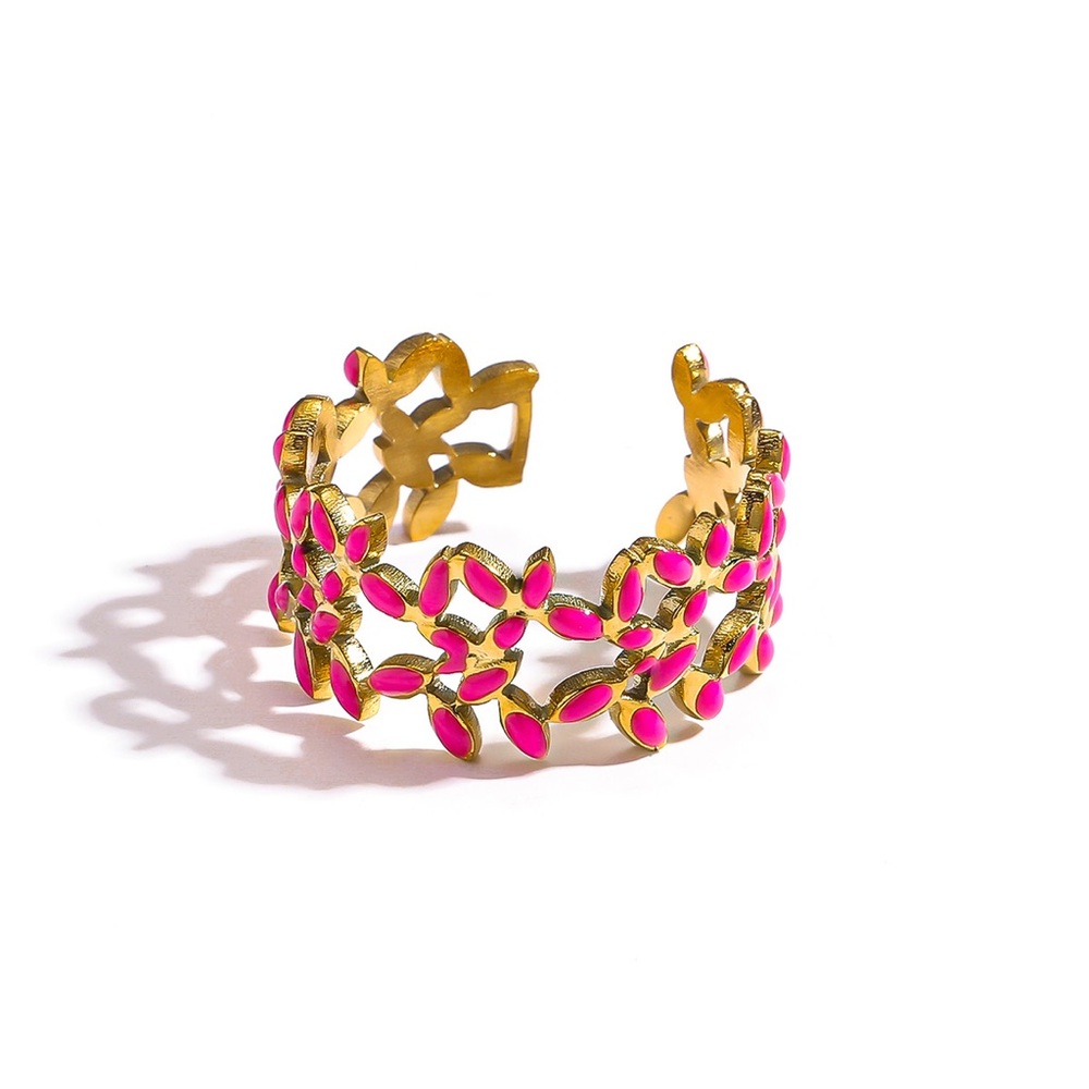 Gold and Pink Floral Ring